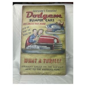 'Dodgem Bumper Cars' Tin Metal Sign